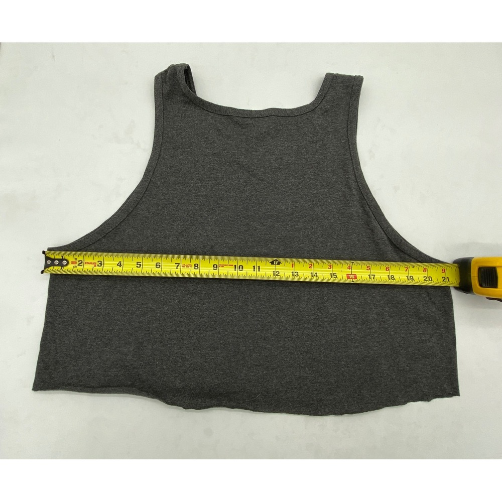Crooks & Castles Gray Graphic Cropped Tank Top Size L Streetwear Raw Hem - Picture 4 of 7